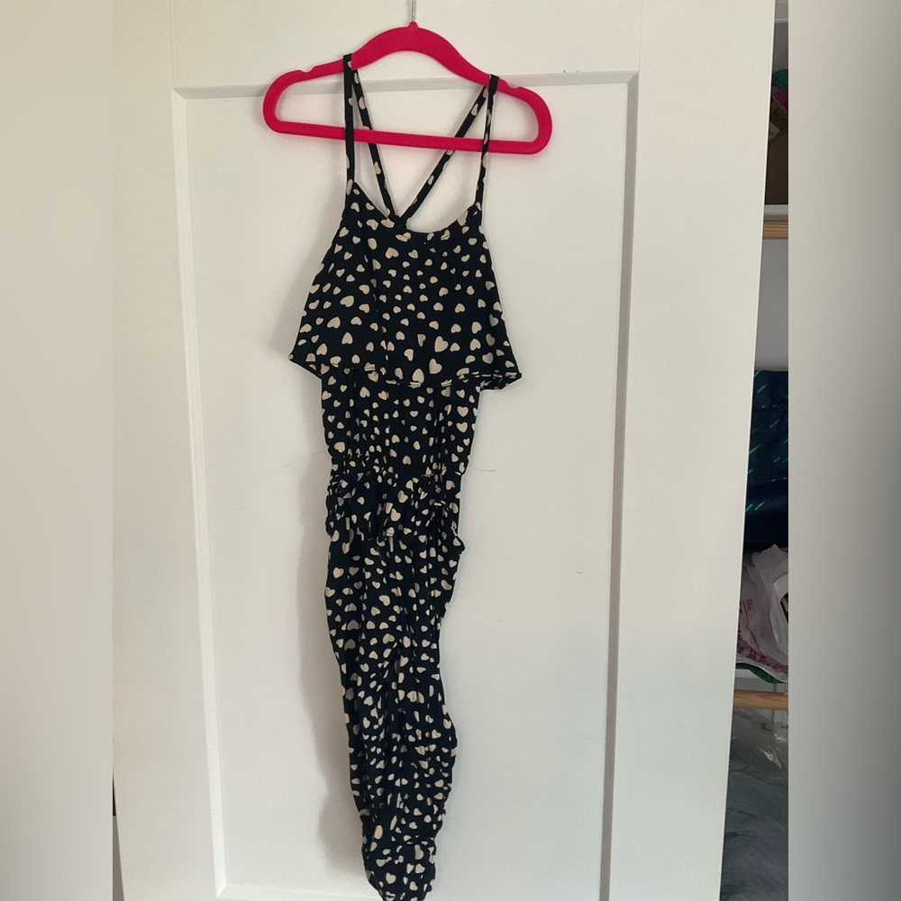 EUC Black hearts jumpsuit no tag approx size 3-4.